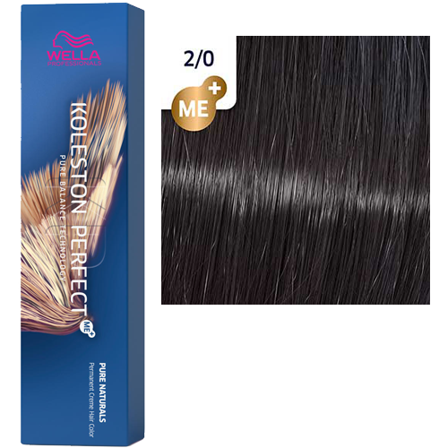 Профессиональные краски для волос:  Wella Professionals -  Краска для волос KOLESTON PERFECT ME+ 2/0 ЧЕРНЫЙ НАТУРАЛЬНЫЙ PURE NATURALS (80 мл)