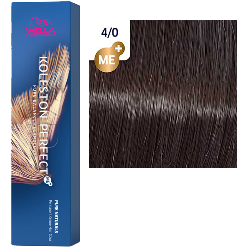 Профессиональные краски для волос:  Wella Professionals -  Краска для волос KOLESTON PERFECT ME+ 4/0 КОРИЧНЕВЫЙ НАТУРАЛЬНЫЙ PURE NATURALS  (80 мл)
